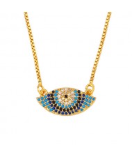 Cubic Zirconia Small Blue Evil Eye Pendant 18K Gold Plated Wholesale Costume Necklace
