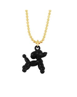 U.S. High Fashion Ballon Dog Pendant 18K Gold Plated Women Wholesale Costume Necklace - Black