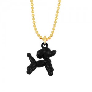 U.S. High Fashion Ballon Dog Pendant 18K Gold Plated Women Wholesale Costume Necklace - Black