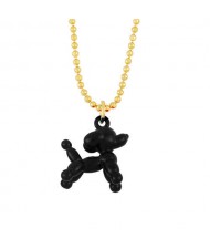 U.S. High Fashion Ballon Dog Pendant 18K Gold Plated Women Wholesale Costume Necklace - Black
