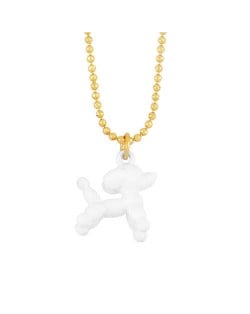 U.S. High Fashion Ballon Dog Pendant 18K Gold Plated Women Wholesale Costume Necklace - White