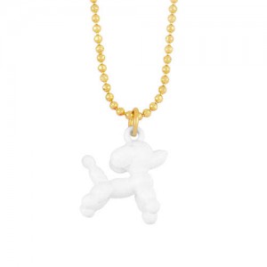 U.S. High Fashion Ballon Dog Pendant 18K Gold Plated Women Wholesale Costume Necklace - White
