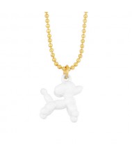 U.S. High Fashion Ballon Dog Pendant 18K Gold Plated Women Wholesale Costume Necklace - White
