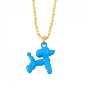U.S. High Fashion Ballon Dog Pendant 18K Gold Plated Women Wholesale Costume Necklace - Dark Blue