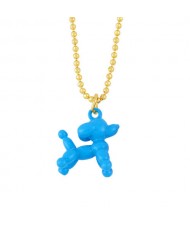 U.S. High Fashion Ballon Dog Pendant 18K Gold Plated Women Wholesale Costume Necklace - Dark Blue