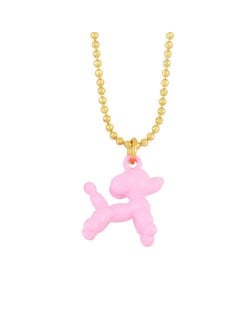 U.S. High Fashion Ballon Dog Pendant 18K Gold Plated Women Wholesale Costume Necklace - Pink