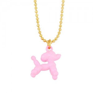 U.S. High Fashion Ballon Dog Pendant 18K Gold Plated Women Wholesale Costume Necklace - Pink