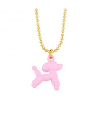 U.S. High Fashion Ballon Dog Pendant 18K Gold Plated Women Wholesale Costume Necklace - Pink