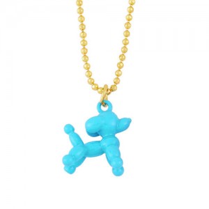 U.S. High Fashion Ballon Dog Pendant 18K Gold Plated Women Wholesale Costume Necklace - Light Blue