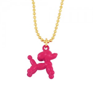 U.S. High Fashion Ballon Dog Pendant 18K Gold Plated Women Wholesale Costume Necklace - Rose