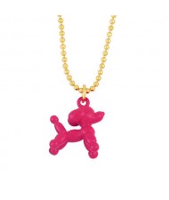 U.S. High Fashion Ballon Dog Pendant 18K Gold Plated Women Wholesale Costume Necklace - Rose