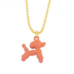 U.S. High Fashion Ballon Dog Pendant 18K Gold Plated Women Wholesale Costume Necklace - Orange