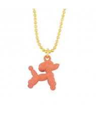 U.S. High Fashion Ballon Dog Pendant 18K Gold Plated Women Wholesale Costume Necklace - Orange