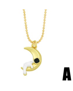 Astronaut Design Pendant U.S. and European Fashion Wholesale Costume Necklace - Moon