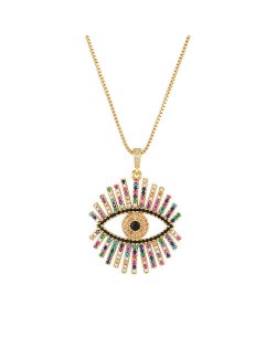 Creative Eye with Eyelashes Luxury Colorful Cubic Zirconia Wholesale Women Fashion Necklace