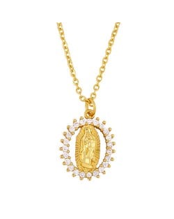 Cubic Zirconia Embellished Christian God Pendant Church Fashion Religion Wholesale Necklace - White