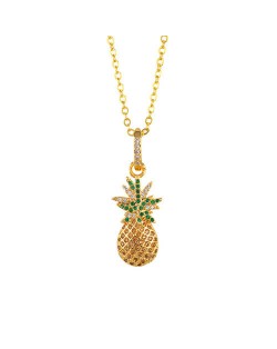 Cubic Zirconia Pineapple Pendant 18K Gold Plated Summer Fashion Wholesale Jewelry Necklace