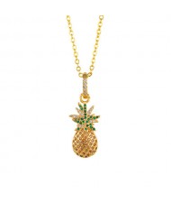 Cubic Zirconia Pineapple Pendant 18K Gold Plated Summer Fashion Wholesale Jewelry Necklace