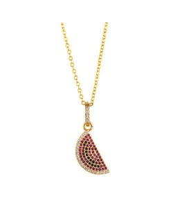 Cubic Zirconia Watermelon Pendant U.S. High Fashion Wholesale Jewelry Costume Necklace