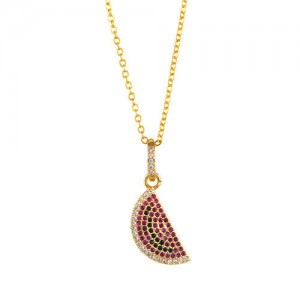 Cubic Zirconia Watermelon Pendant U.S. High Fashion Wholesale Jewelry Costume Necklace