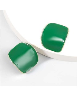 Minimalist Style Bent Design Enamel Fashion Wholesale Jewelry Party Earrings - Green