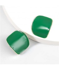 Minimalist Style Bent Design Enamel Fashion Wholesale Jewelry Party Earrings - Green
