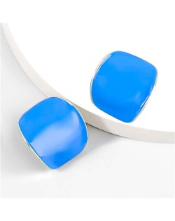 Minimalist Style Bent Design Enamel Fashion Wholesale Jewelry Party Earrings - Blue