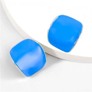 Minimalist Style Bent Design Enamel Fashion Wholesale Jewelry Party Earrings - Blue