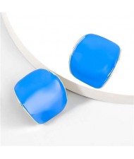 Minimalist Style Bent Design Enamel Fashion Wholesale Jewelry Party Earrings - Blue