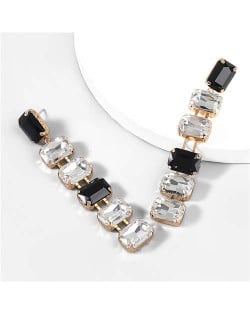 Wholesale Fashion Jewelry Party Style Square Glass Long Design Costume Drop Earrings - White