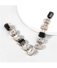Wholesale Fashion Jewelry Party Style Square Glass Long Design Costume Drop Earrings - White