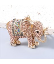 3 Colors Available Shining Rhinestone Elephant Folk Style Alloy Key Chain