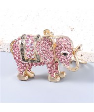 3 Colors Available Shining Rhinestone Elephant Folk Style Alloy Key Chain