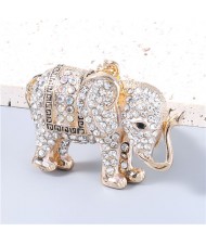 3 Colors Available Shining Rhinestone Elephant Folk Style Alloy Key Chain