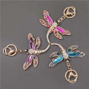 3 Colors Available Korean Fashion Beautiful Dragonfly Women Car Key Chain