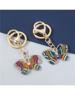 2 Colors Available Colorful Rhinestone Butterfly Women Handbag Pendant Key Chain/ Accessories