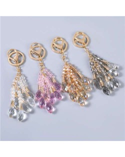 4 Colors Available Exquisite Shining Water Drop Tassel Women Handbag Pendant Key Chain