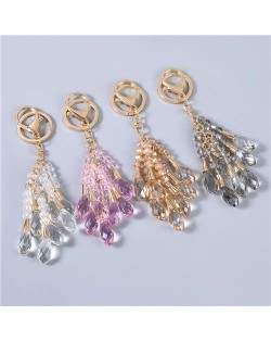 4 Colors Available Exquisite Shining Water Drop Tassel Women Handbag Pendant Key Chain