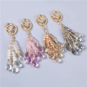 4 Colors Available Exquisite Shining Water Drop Tassel Women Handbag Pendant Key Chain