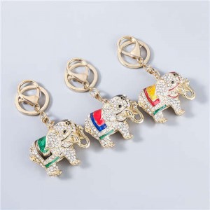 3 Colors Available Vintage Design Colorful Oil-spot Glaze Elephant Key Chain