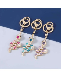 3 Colors Available Bling Rhinestone Snake Modeling Handbag Pendant Key Chain