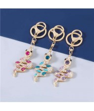 3 Colors Available Bling Rhinestone Snake Modeling Handbag Pendant Key Chain