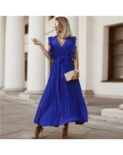 Fashion Design U.S. and European Wholesale Printing Summer Sleeveless Slip Beach Dress - Purple