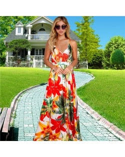 European and U.S. Fashion Hollow Lace Romantic Design French Elegant Dress - Pink