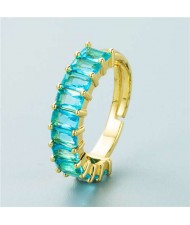 European and American Hip Hop Style Copper Plated Open-end Women Wholesale Ring - Blue