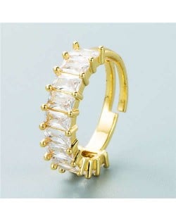 European and American Hip Hop Style Copper Plated Open-end Women Wholesale Ring - White