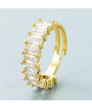 European and American Hip Hop Style Copper Plated Open-end Women Wholesale Ring - White
