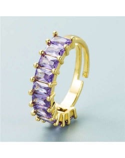 European and American Hip Hop Style Copper Plated Open-end Women Wholesale Ring - Purple