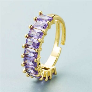 European and American Hip Hop Style Copper Plated Open-end Women Wholesale Ring - Purple