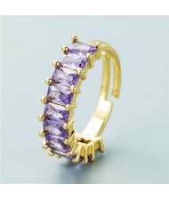 European and American Hip Hop Style Copper Plated Open-end Women Wholesale Ring - Purple